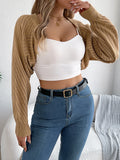 Shooting Autumn And Winter Casual Pure Color Hollow Lantern Sleeve Sweater Coat Women's
