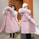 2022 New Cotton Thicken Warm Autumn Winter Jacket Coat Women Casual Long Parka Winter Clothes Fur Lining Hooded