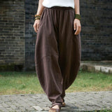 Cotton And Linen Loose Casual Stitching Solid Color