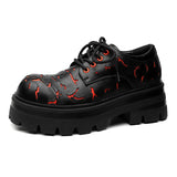 2025 New Men's Leather British Platform Casual Derby Shoes Full Wear Crack Low Top