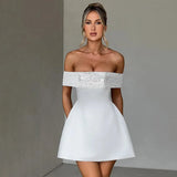 White Off-shoulder Sequin Strap Mini Dress- Outfit