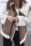 Women 2023 Autumn New Fashion Fur In One Waistcoat Vintage Sleeveless Female Vest Coat Chic