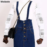 Skirt Plus Size Women Overalls Stretch Skinny Hip Midi Skirt Vintage Blue High Waist Overall Slim Denim Jeans