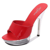 Zingj Leather 13Cm15cm Special High Heels With Sexy Waterproof Platform Hate Day Superb High Slippers Female