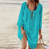Sexy Boho Summer Beach Dress Women Beachwear Cotton Tunic Plus Size Clothing Loose Woman Clothes Club Party Dress
