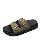 Summer New One-Legged Retro-Soled Sandals Belt Buckle Fashion Bhikeen