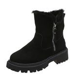 Plus Thick Thick Snow Boots Women's Side Zipper Round Head Large Size Short Boots