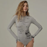 2024 Women's Summer New Round-Neck Long-Sleeved Fashion Print Repair