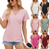 Zingj / Summer 2024 New V-Neck Solid Color Cross Loose Short-Sleeved T-Shirt Jacket Women-Outfit