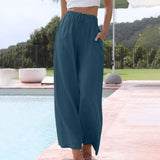 Cotton And Linen Drawstring Casual Trousers