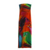 New Women's Printed Net A Word Shoulder-To-Shoulder-Back Dress