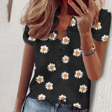 Boho Floral Print Slim Shirt Office Lady Retro Tops Women Casual Short Sleeve Sexy V-neck Ruffles Blouse 2020