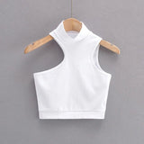 Woman Clothes Vest Top Women Sleeveless Turtleneck Asymmetrical Chic Student Casual Street Sling Corset Crop y2k ropa