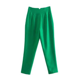 Trousers Slimming Solid Color Pleating Formal
