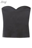 Off Shoulder Corset Tops For Women Silver Knit Crop Top Female Backless Sexy Tube Tops Summer Sleeveless Bustier Top