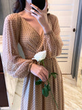 Women Spring Women Maxi Robe Elegant Ladies Long Lantern Sleeve Fashion Vestdios Female Party High Waist