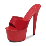 Zingj Patent Leather Mop High Heels With Sexy Black Waterproof Platform Hate Day Superb High Slippers Female