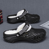 Slippers Men's Winter 2025 New Home Thick Bottom Plus Velvet Warm Cotton Shoes EVA Stinging Feel Cotton