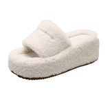 Women Wear 2025 Full-Length Teddy Slippers With Open-Toe
