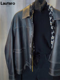 Spring Autumn Short Orange Black Loose Soft Faux Leather Jacket Women Buttons Runway Luxury Designer Clothes