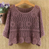 summer short hedging knitted hollow flower small outer super fairy all-match lace