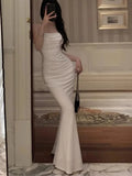 Women Elegant Sexy Bodycon Mermaid Dress Summer New Fashion Strap Evening Party Runway Robe Korean Female Solid Long Vestidos 211-0-Outfit