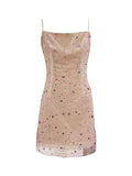 Small Design Dress Women 2025 Summer New Fashion Trend Stud Drill Mesh Yarn Short Sling