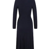 Elegant Knitted Sweater Dress Women Outfits 2022 New Fashion Single-breasted Full Sleeve Long Knit Dress