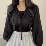 Aesthetic Tie Knitted CardiganOutfit