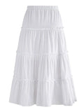 Solid Color Tiered Midi Skirt- Outfit