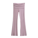 Zingj Trendy Women's Wear In Spring, The New Double-Layer Waist-Turning Sports Leisure Pants, Spicy Girls' Stretch Slimming Micro-Horn
