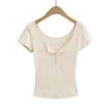 Zingj Trendy Women's Dress Is Sweet And Pure To Make Waves, Slim Short-Sleeved T-Shirt, Short-Style Navel Top + Small Suspenders