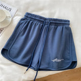 Sports Shorts Women's Bottom Summer New Fashion Embroidery High Waist Loose Casual Running Beach Wide Leg Shorts