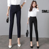 Pencil Pants 2019 Autumn High Waist Stretchy Ankle-length Workwear Female Office Trousers Solid Casual Slim Woman