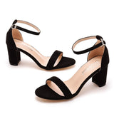 Cm Thick Heel Shallow Mouth With Velvet Sandals Round Head Square Sandals Casual Summer Sandals