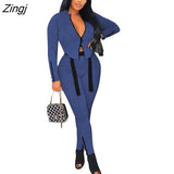 Autumn Sportswear Outfits Women Fashion Zipper Jacket Top and Elastic Waist Pants Tracksuit Casual Solid 2pcs Suit