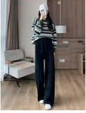 Fuzzy Wide-Leg Drawstring Sweat Pants-Outfit
