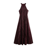 Spring Women's Waist Cover Hanging Neck Sleeveless Long Fan Flute
