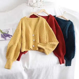 Elegant Long Sleeve Sweater Women 2021 New Single-Breasted Female Short Cardigan Soft Flexible Knitted