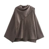 Autumn Women's Asymmetric Scarf Short Knitted Coat W063
