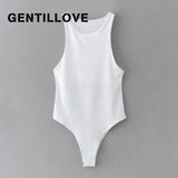 Summer Casual O Neck Solid Sexy Sleeveless Bodysuit Off Shoulder Body Top Elegant Jumpsuits Streetwear