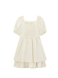 Collar Dress For Women Clothes 2022 Elegant Bow Agaric Lace Short Sleeve 2022 Summer A-line Dress High Waist Midi