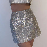 Nightclub Wind Bright Silk Solid Color Wrap Hip Show Thin Double Layer Skirt Female 2023 Spring New