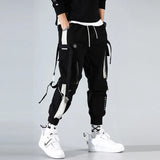 Autumn New National Fashion Overalls Men's Splicing Rope-Tied Leg Pants Ins Loose Hip-Hop Brand Casual Pants