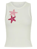 Summer New Women's Fashion Hottie Starfish Decorated Sleeveless Vest Leek Skirt