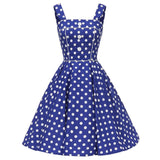 Summer Vintage Rockabilly Dress 50s 70s Big Swing Floral Polka Dot Print Audrey Hepburn Casual A Line Retro 60s