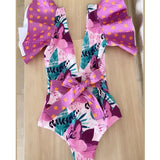 Sexy One Piece Swimsuit Women Swimwear Push Up Monokini Ruffle Swim Suit Bathing Suit Summer Beach Wear