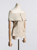 Zingj 2024 New Temperament Commuter One-Line Collar Off-The-Shoulder Design Sense Suit Women's Waist Show Thin