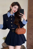 Women's 2023 Autumn and Winter New French Style Suit Jacket Skirt Set Casual Fashion Short Suit Top Pleated Skirt Two-piece