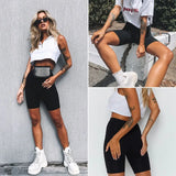 Women Thin Fitness Casual High Waist Fashion Biker Shorts Summer Slim Knee-Length Bottoms Black Cycling Shorts